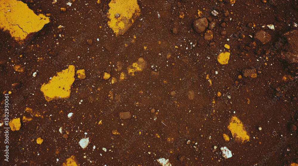 Poster dark brown soil with textured elements for natural background or design