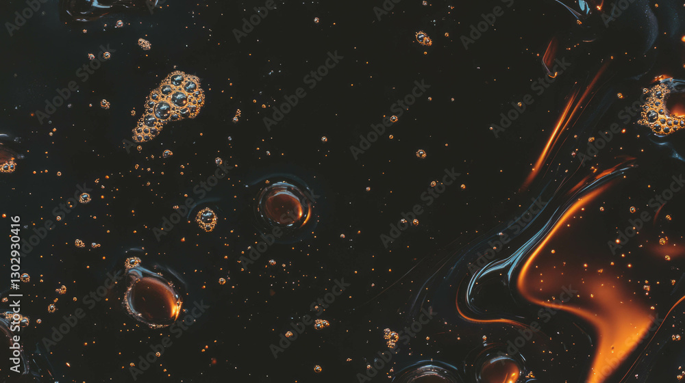 Poster texture of dark cola with rising bubbles for beverage design