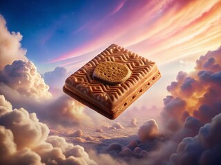 Surreal Floating Bourbon Biscuit Cutout, Whimsical Food Photography