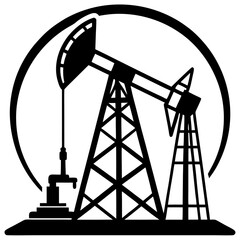 Minimalist Oil Drill Silhouette Vector Icon Clean White Background.