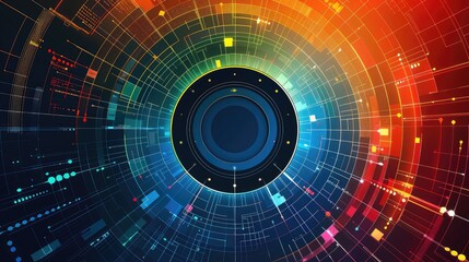 Abstract Tech Vortex with Bright Circular Patterns