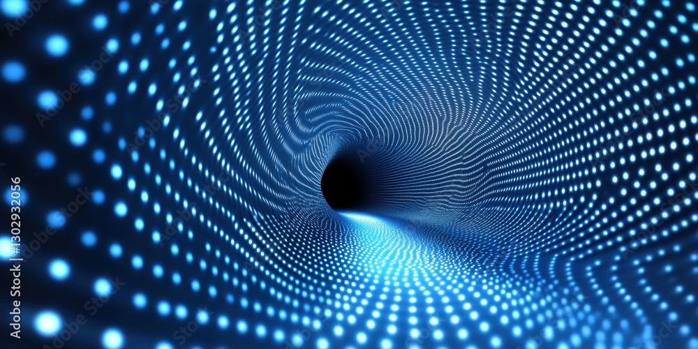 Poster hypnotic blue digital tunnel with pulsing lights creating a sense of depth and movement