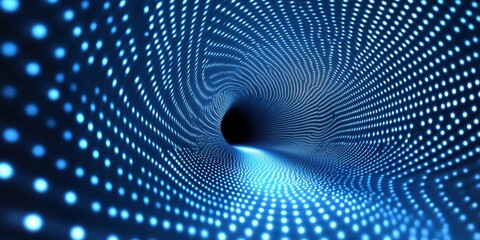 Hypnotic Blue Digital Tunnel with Pulsing Lights Creating a Sense of Depth and Movement
