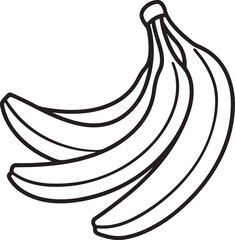 bananas line art, black outline, vector and illustration, coloring book page line art drawing
