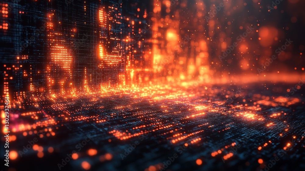 Poster futuristic digital background featuring dynamic data and technology elements