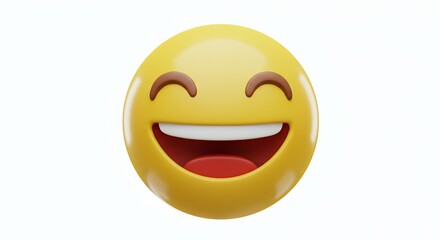 Fototapeta premium Laughing Emoji Face Render on Clean White Background Displaying Joy