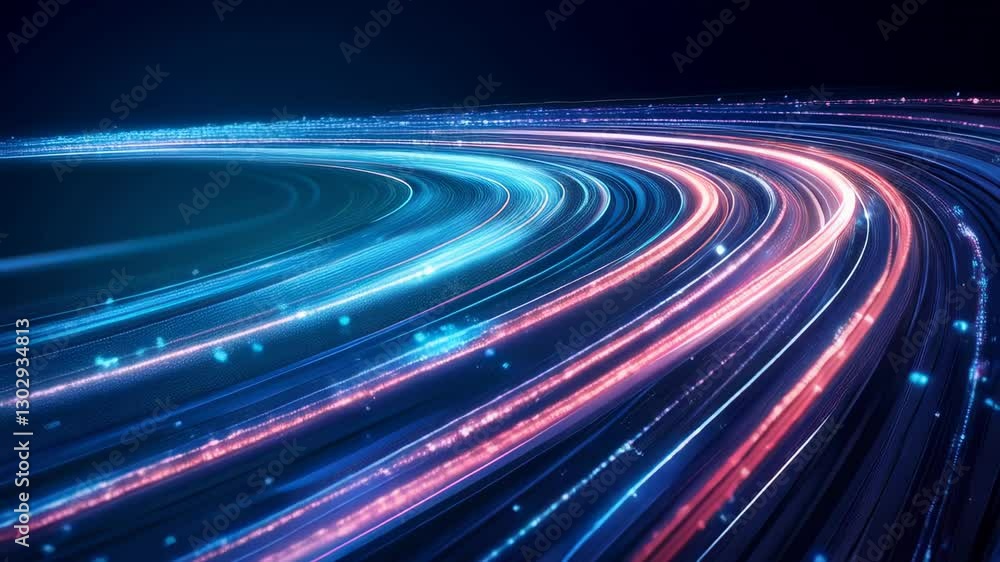 Poster colorful light trails on a dark background creating a vibrant visual effect during nighttime