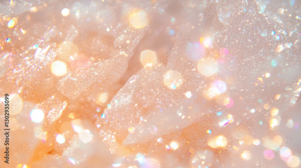 Aufkleber close-up of scattered fine salt crystals with sparkling overlay texture