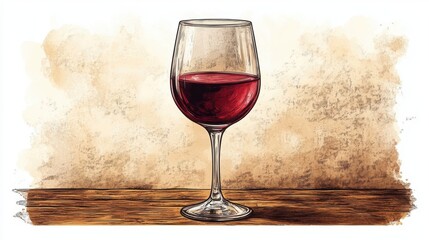 glass of red wine isolated,cartoon illustration