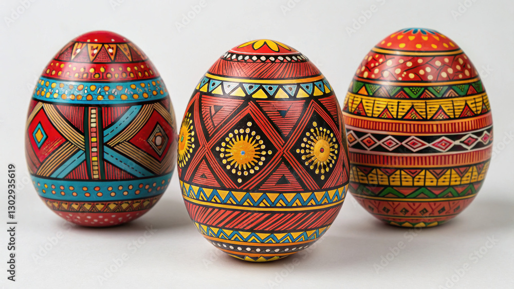 Poster easter eggs colorful decorative eggs with intricate patterns and designs.