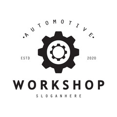 Logo for workshop, badge, industrial,service or repair and mechanic, automotive.