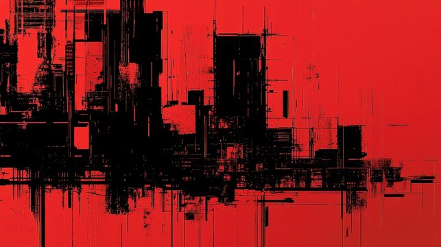 A canvas of vibrant reds and blacks, adorned with a bold brush stroke, exuding a grunge aesthetic. Minimalist design and an epic wallpaper that will elevate your screen. 