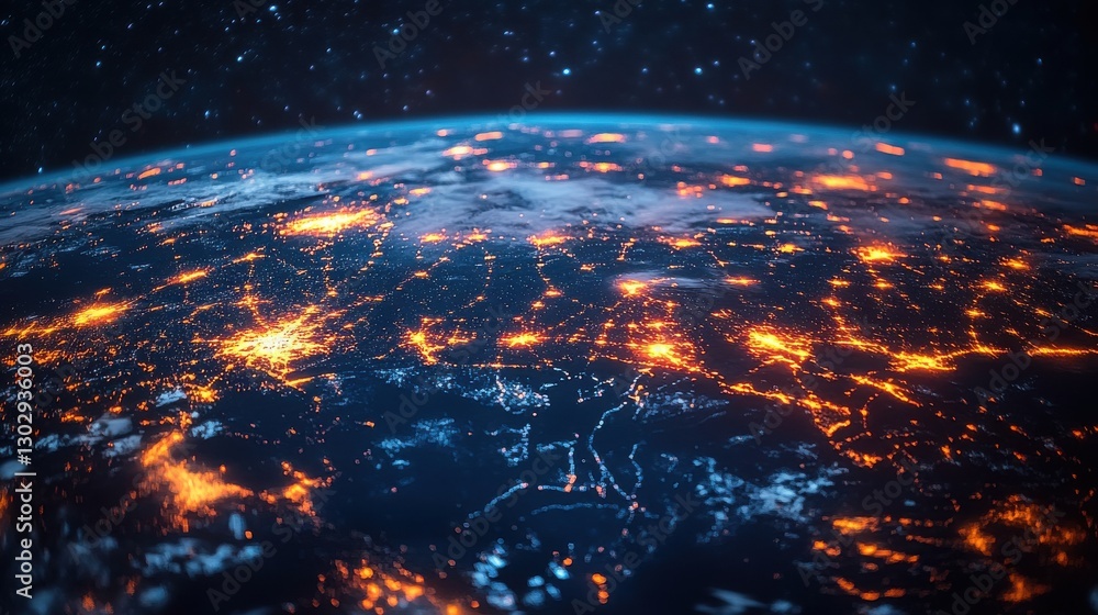 Aufkleber global connection network over world map and digital technology