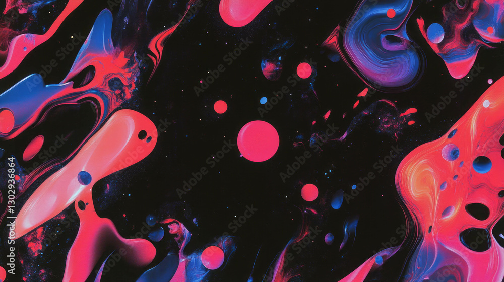 Poster abstract fractal pattern with vibrant colors and organic shapes