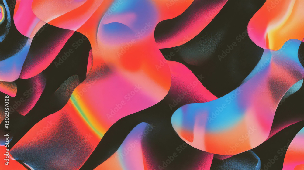 Poster Vibrant fractal patterns with dynamic overlay texture for abstract design