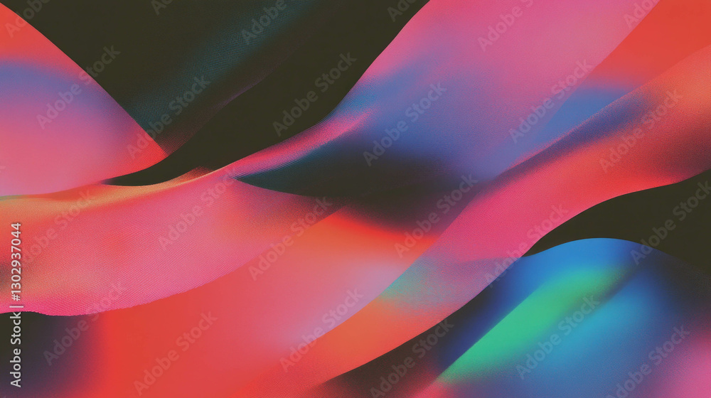Aufkleber Abstract overlay of complex fractal patterns with vibrant color waves
