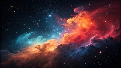Obraz premium Colorful cosmic nebula in deep space with glowing stars