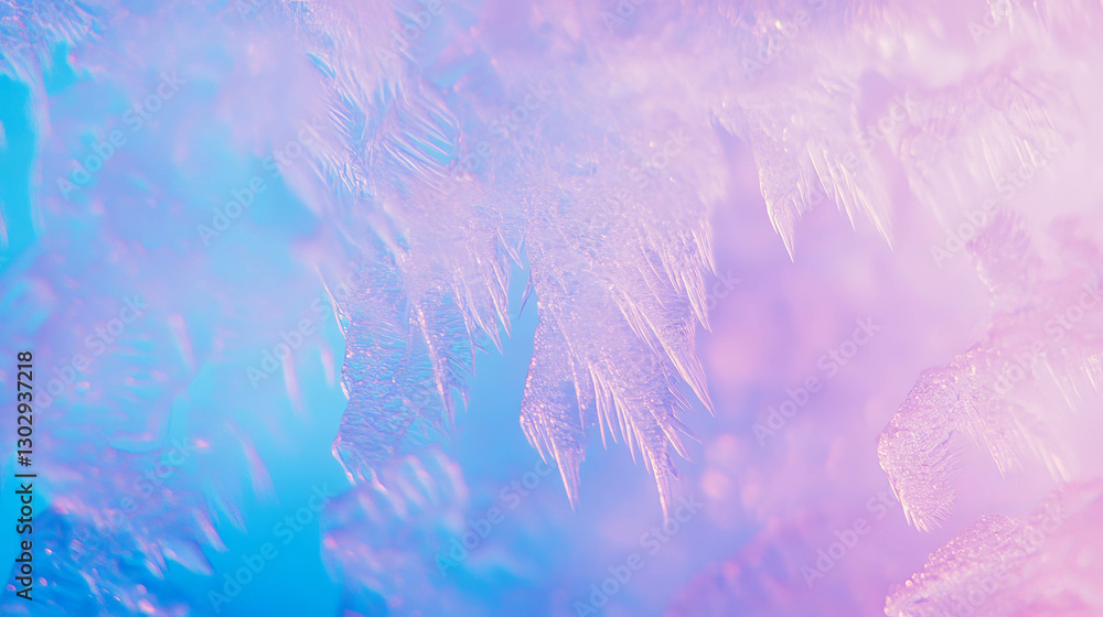 Poster frost patterns textured overlay on glass surface in pastel colors for winter design
