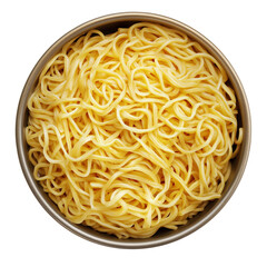 Uncooked noodles in a bowl isolated on transparent background