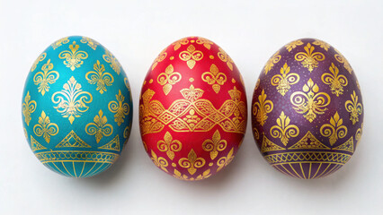 Easter eggs Colorful decorative Easter eggs with intricate patterns and designs.