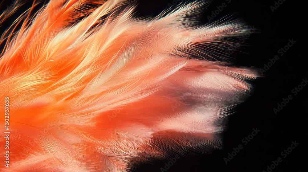Poster vibrant feather texture with fine hairs and soft overlay for artistic design