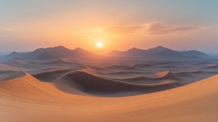 Fototapeta premium golden sand dunes at sunset creating a majestic desert landscape