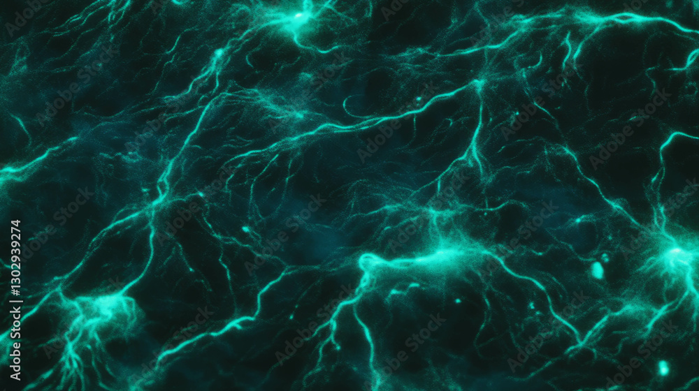 Poster interwoven roots and glowing moss texture with organic patterns for design