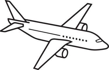 aircraft line art, black outline, vector and illustration, coloring book page line art drawing