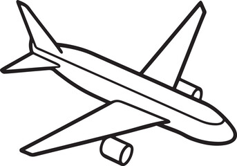 aircraft line art, black outline, vector and illustration, coloring book page line art drawing