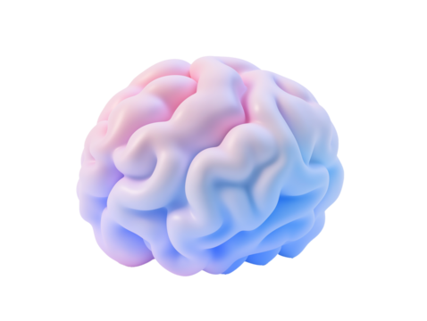 Abstract colorful brain shape, transparent background PNG format, perfect for tech design and creative use, futuristic style, beautifully presented.
