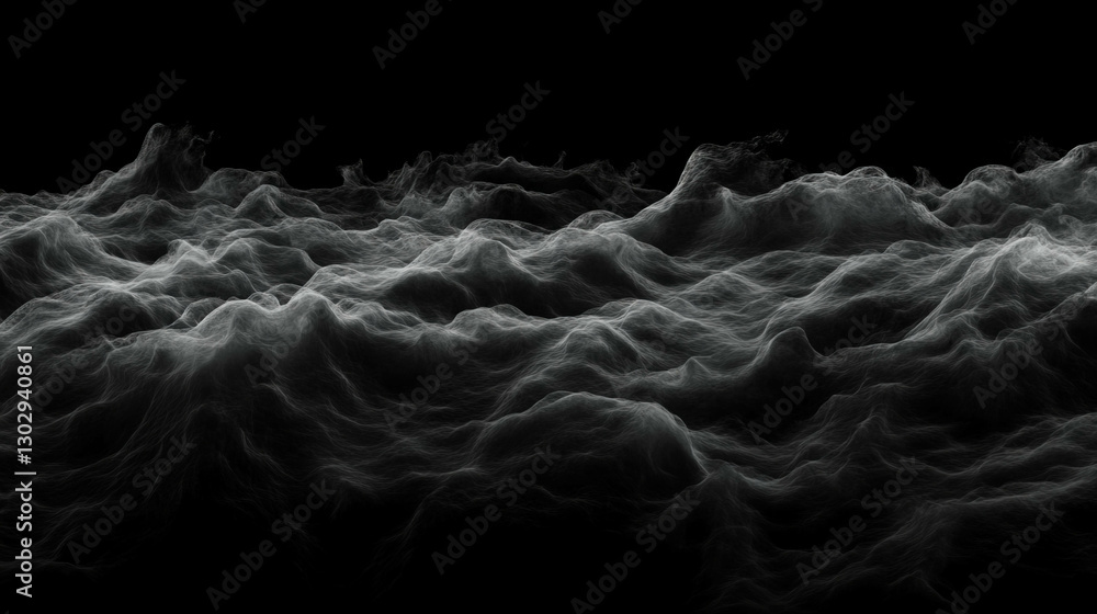 Poster abstract ocean waves with foam and spray on black background for design use