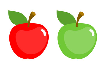 red green apple set isolated on white background vector
