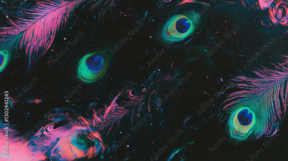 Poster iridescent peacock feather texture for creative design and background art