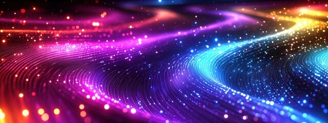 Fototapeta premium A Stunning Display of Colorful Swirls and Sparkling Lights in a Digital Fantasy Environment