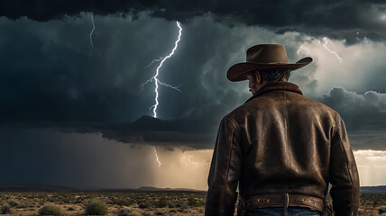 Cowboy in the storm