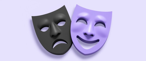 happy and a sad mask representing opposing emotions