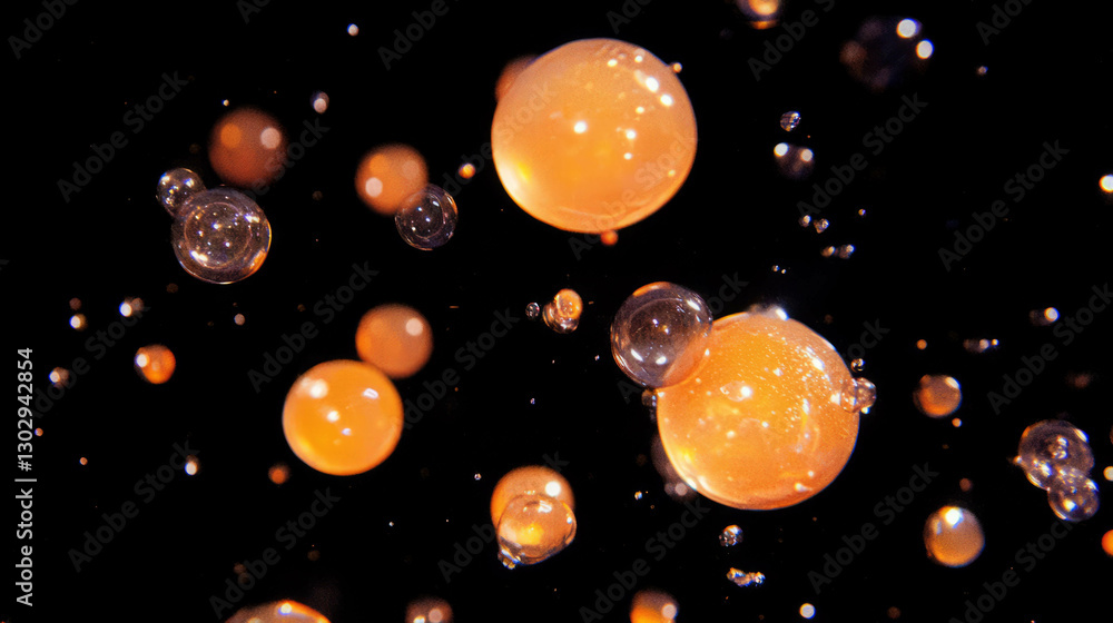 Poster sparkling apple cider bubbles on black background for festive design