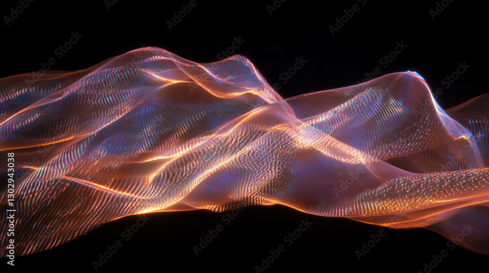 Poster intricate spider silk threads overlay texture with vibrant light patterns