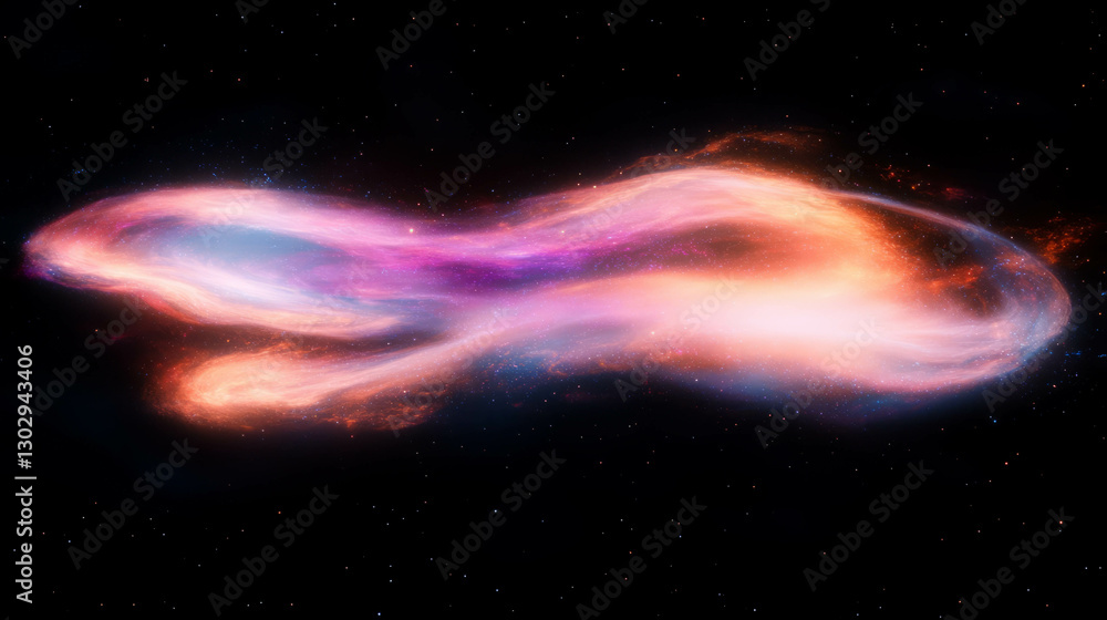 Poster cosmic artwork with swirling galaxy dust and nebula overlay for print design