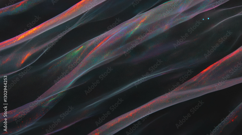 Poster Ethereal overlay texture of woven fabric with iridescent threads for artistic design