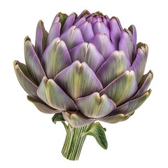 Fototapeta premium Purple artichoke head isolated on transparent background