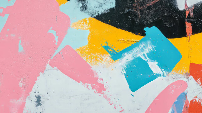 Urban graffiti art on rough concrete surface featuring vivid colors and abstract design