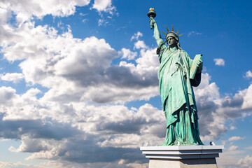 Statue of liberty. Monument in USA. Statue of liberty in New York. Monument from USA under blue sky. Sights of New York