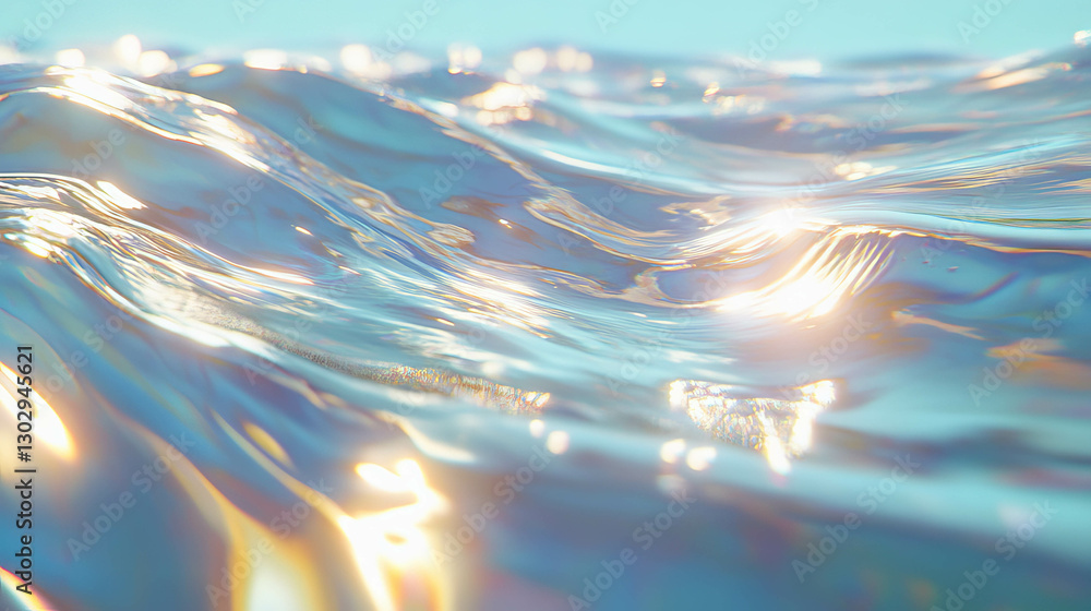 Poster calming ocean waves with soft ripples and sunlit reflections for relaxation theme