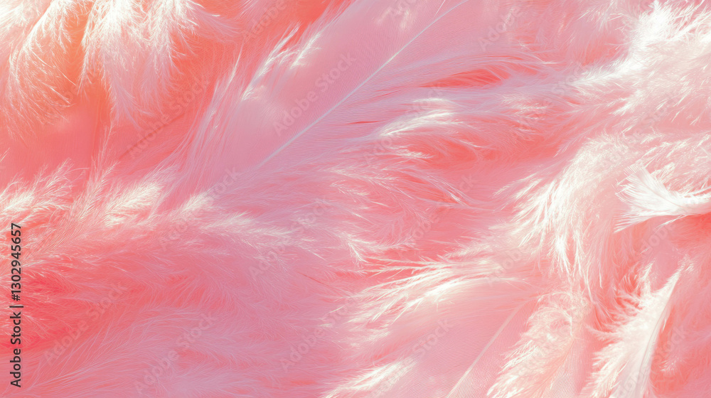 Poster soft down feathers with fine barbs in delicate pink tones for design and decor