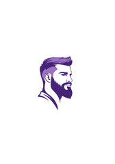 Minimalist Vector Illustration of a Bearded Man in Profile with a Trendy Fade Haircut and Confident Expression