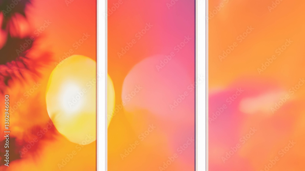 Aufkleber Abstract composition with three white frames and circular mirror reflection