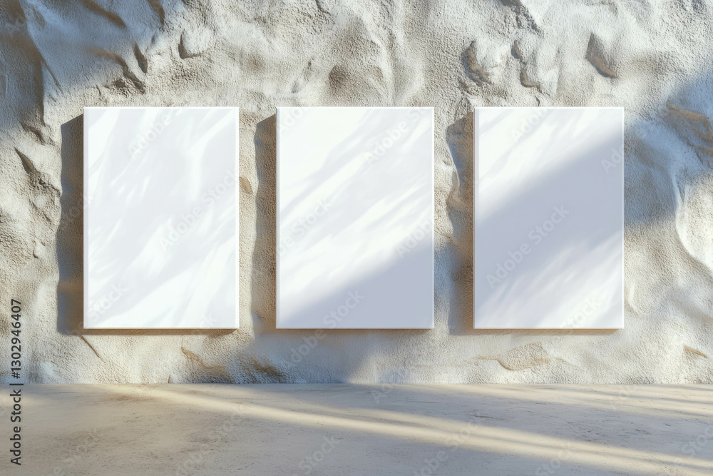 Aufkleber Minimalist design with three white frames in staircase pattern