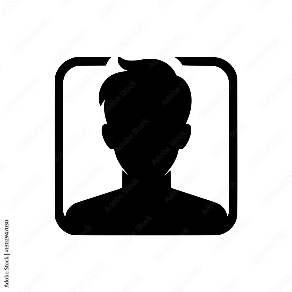 Aufkleber user profile icon in a square frame representing identity and digital presence concept