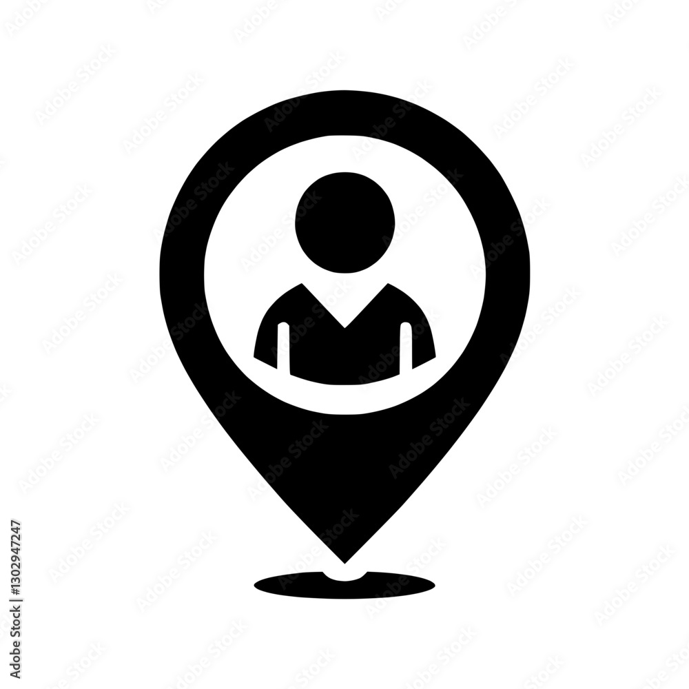 Poster user location pin icon representing map and navigation concept